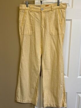 Pilcro and the Letterpress light Yellow Linen/Cotton Wide Leg Pants size 10, EUC